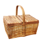 Cesta de Piquenique em Vime Natural com Tampa Dupla