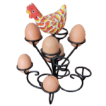 Suporte de Ovos em Metal com Galinha Decorativa